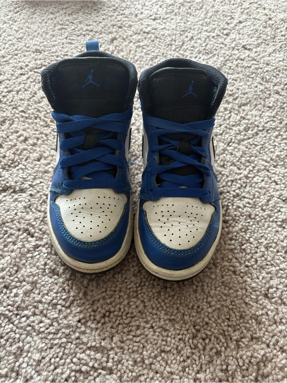 Nike Air Jordan Kids Blue, White & Black Mid-Top Sneakers